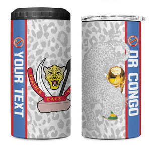 DR Congo Football Custom 4 in 1 Can Cooler Tumbler Come On Leopards White Color