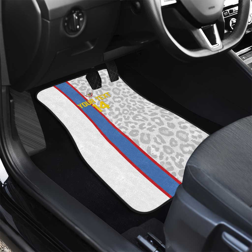 DR Congo Football Custom Car Mats Come On Leopards White Color