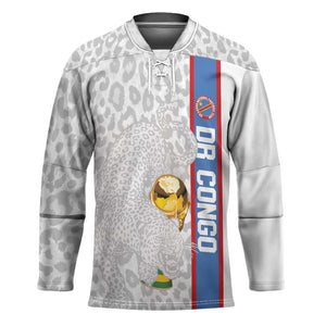 DR Congo Football Custom Hockey Jersey Come On Leopards White Color