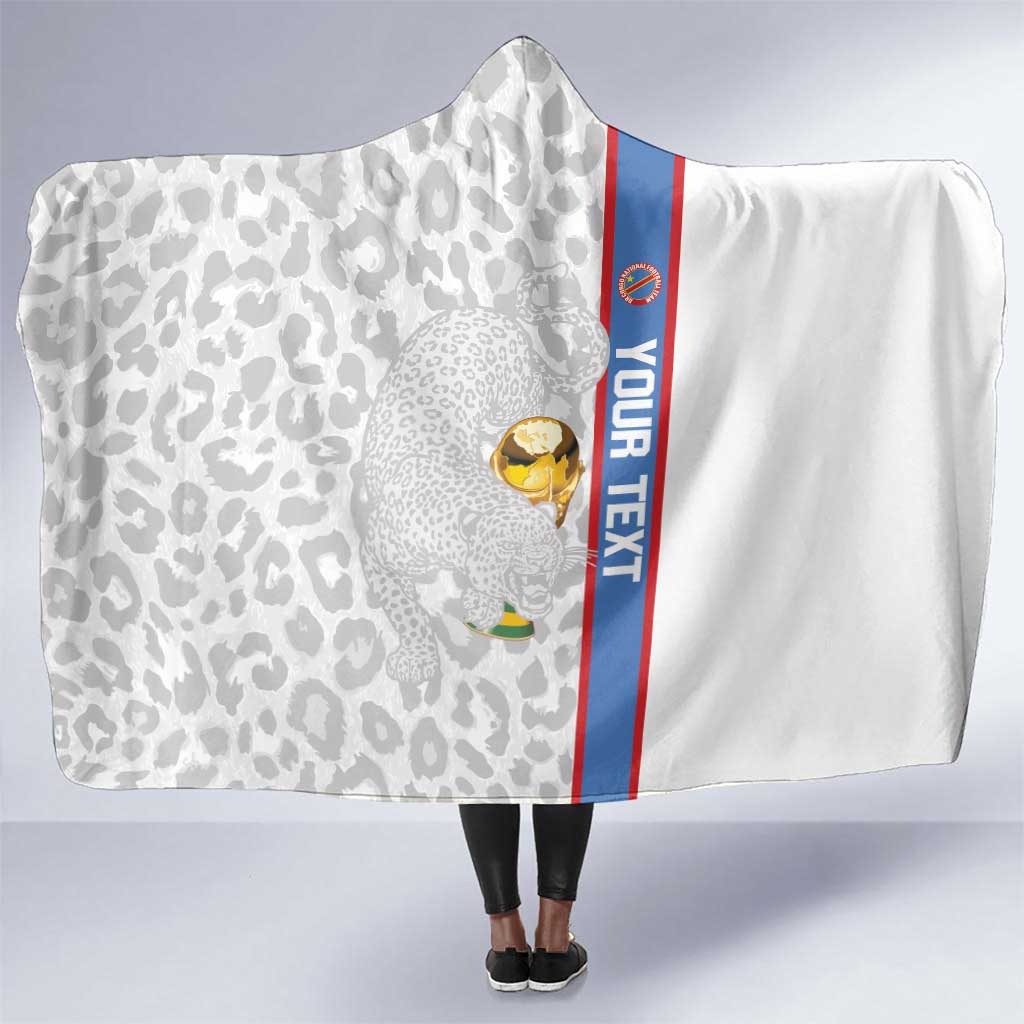 DR Congo Football Custom Hooded Blanket Come On Leopards White Color