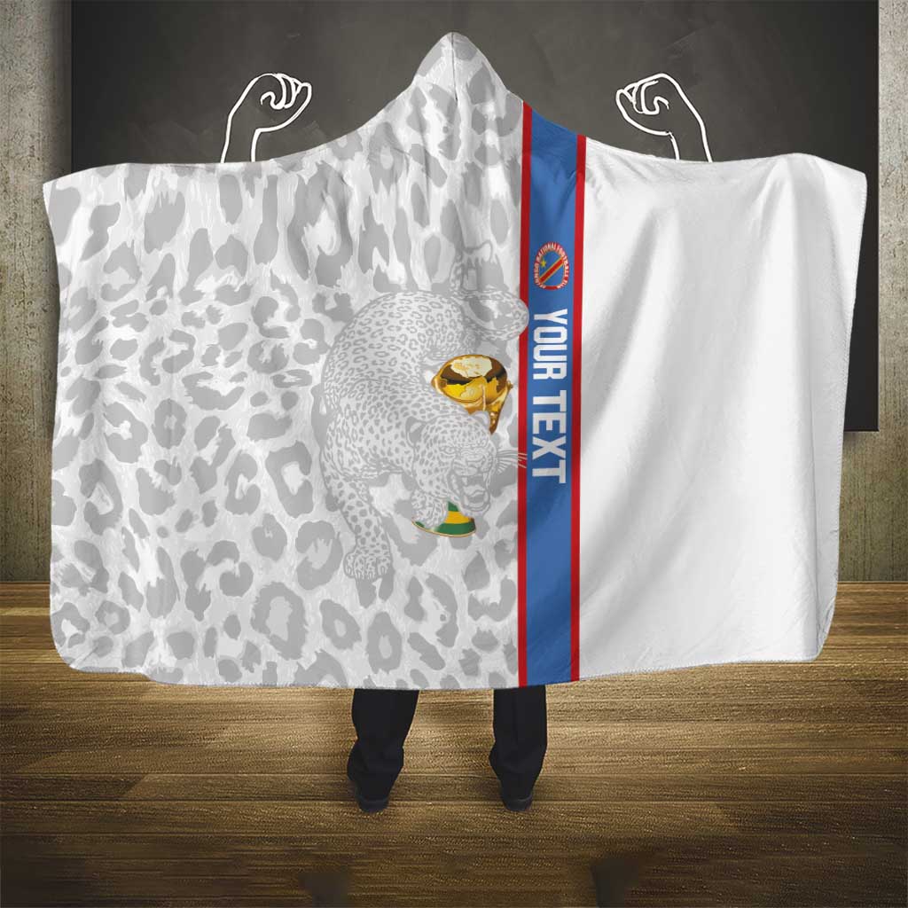 DR Congo Football Custom Hooded Blanket Come On Leopards White Color