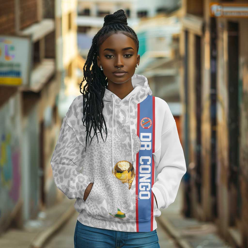 DR Congo Football Custom Hoodie Come On Leopards White Color