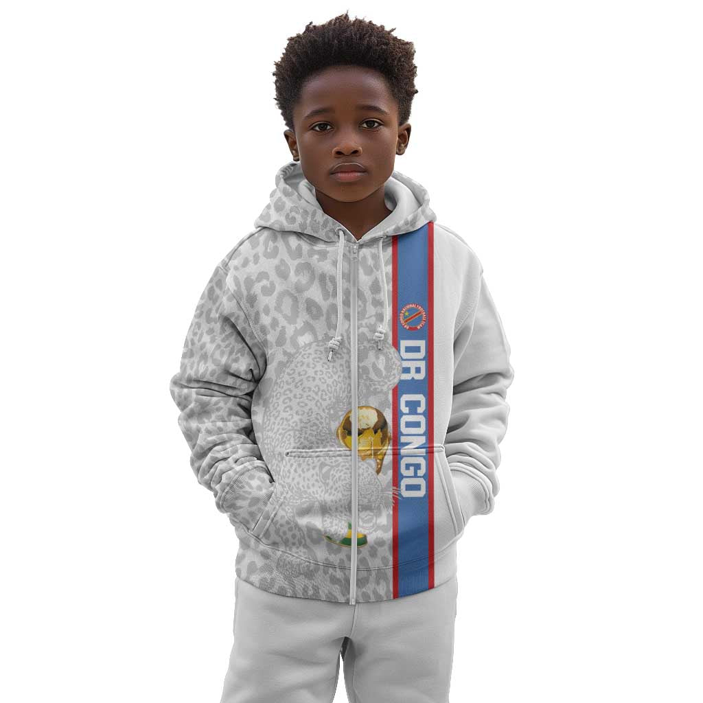 DR Congo Football Custom Kid Hoodie Come On Leopards White Color