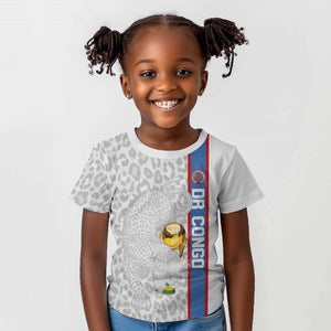 DR Congo Football Custom Kid T shirt Come On Leopards White Color