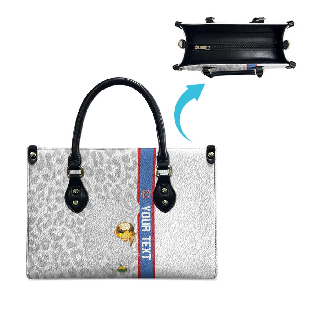 DR Congo Football Custom Leather Bag Come On Leopards White Color
