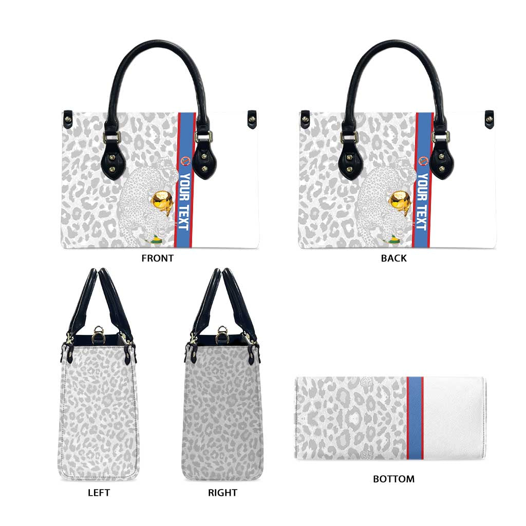 DR Congo Football Custom Leather Bag Come On Leopards White Color