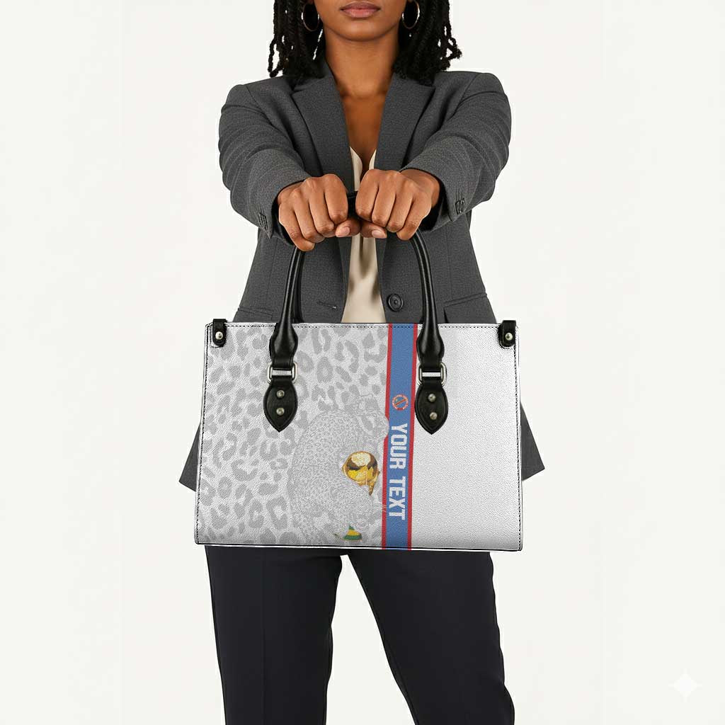 DR Congo Football Custom Leather Bag Come On Leopards White Color