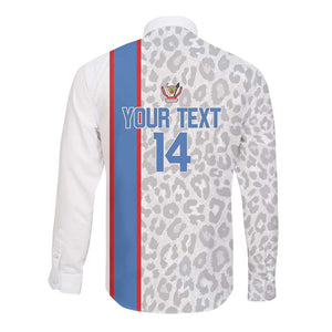 DR Congo Football Custom Long Sleeve Button Shirt Come On Leopards White Color