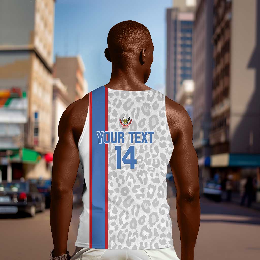 DR Congo Football Custom Men Tank Top Come On Leopards White Color