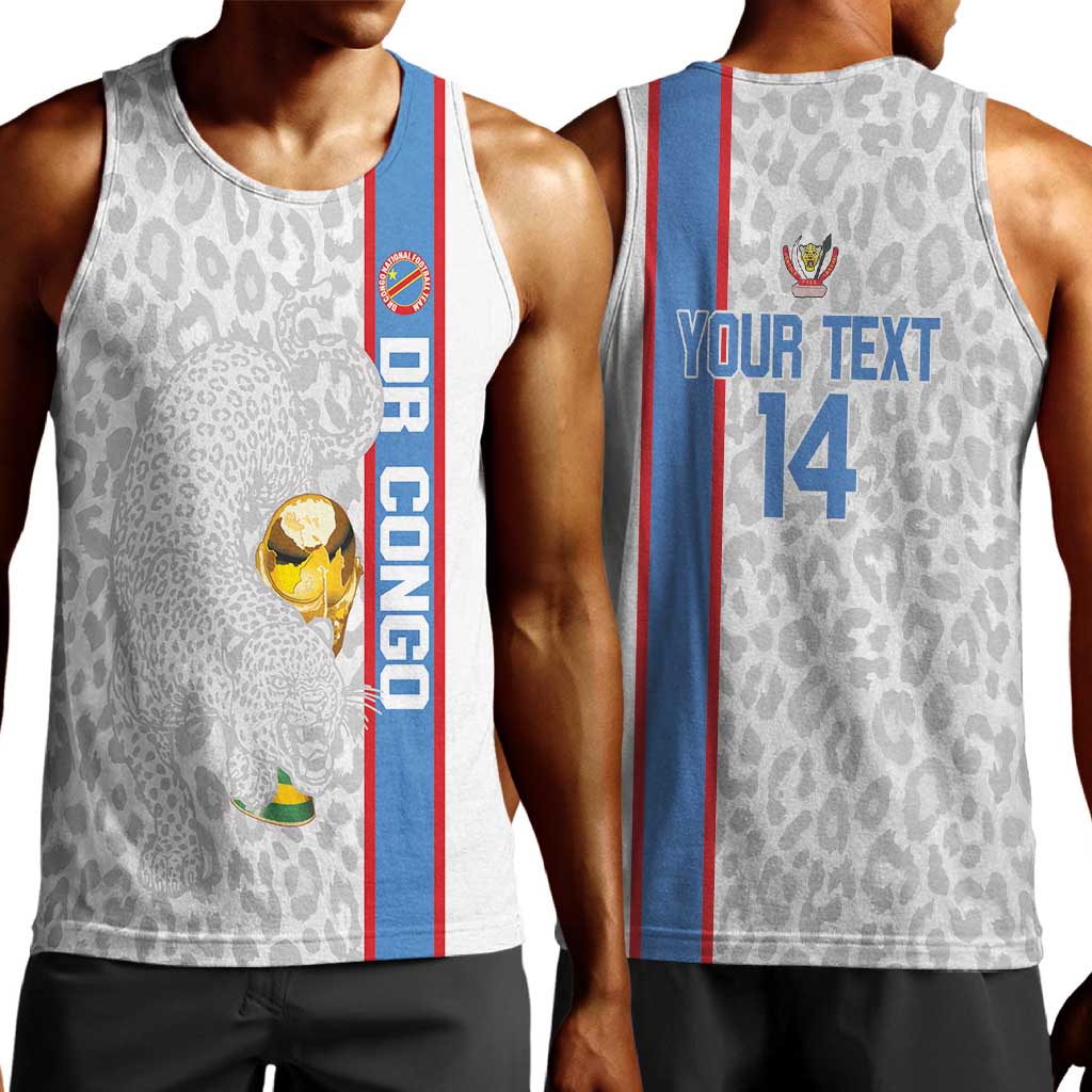 DR Congo Football Custom Men Tank Top Come On Leopards White Color