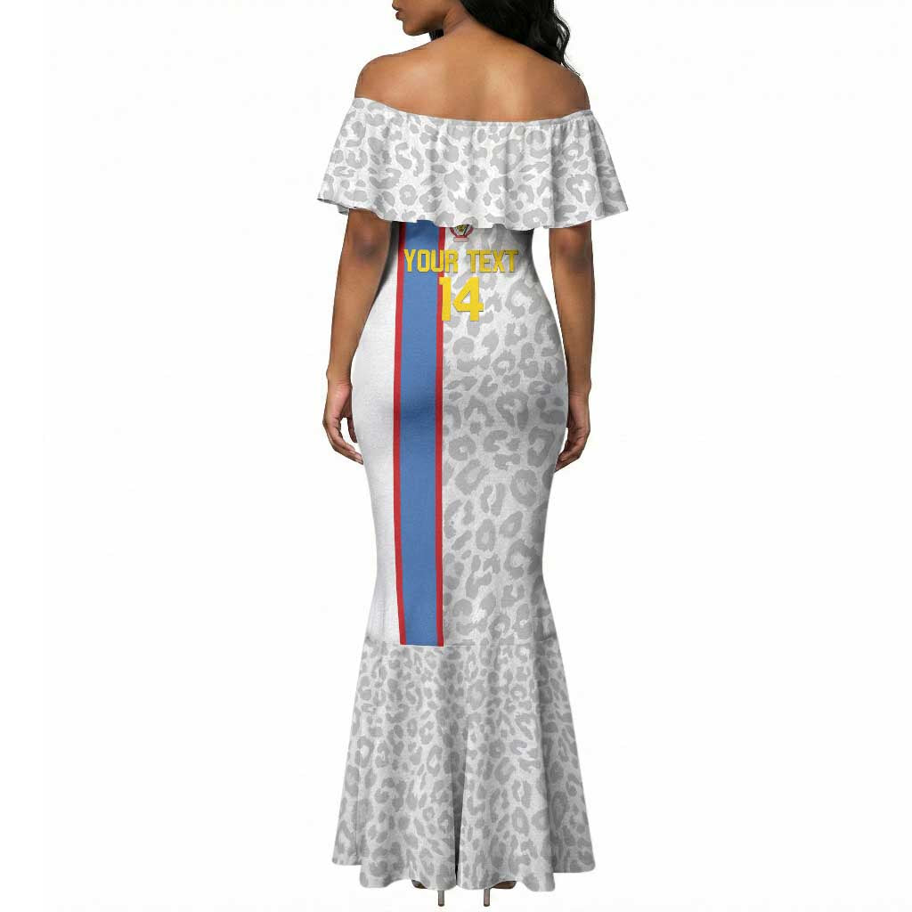 DR Congo Football Custom Mermaid Dress Come On Leopards White Color
