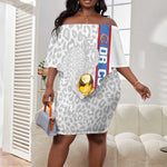 DR Congo Football Custom Off Shoulder Short Dress Come On Leopards White Color