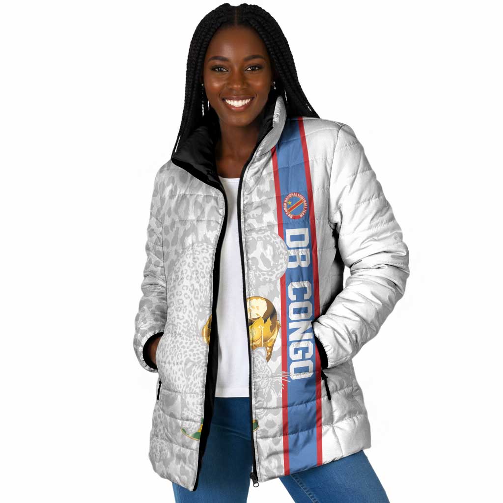DR Congo Football Custom Padded Jacket Come On Leopards White Color