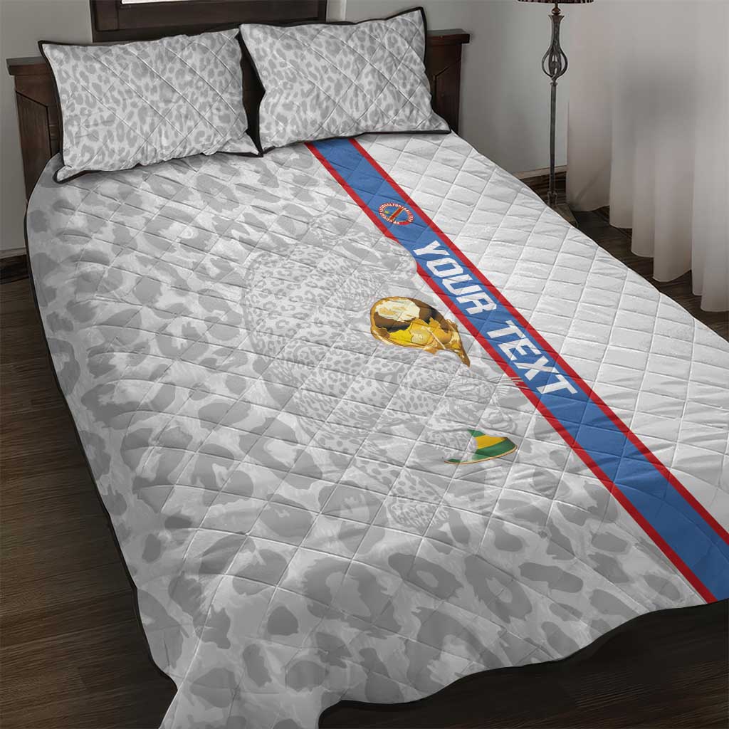 DR Congo Football Custom Quilt Bed Set Come On Leopards White Color