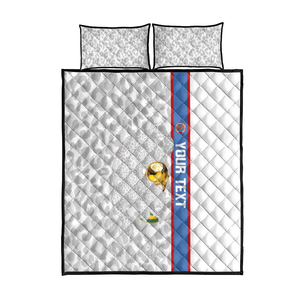 DR Congo Football Custom Quilt Bed Set Come On Leopards White Color
