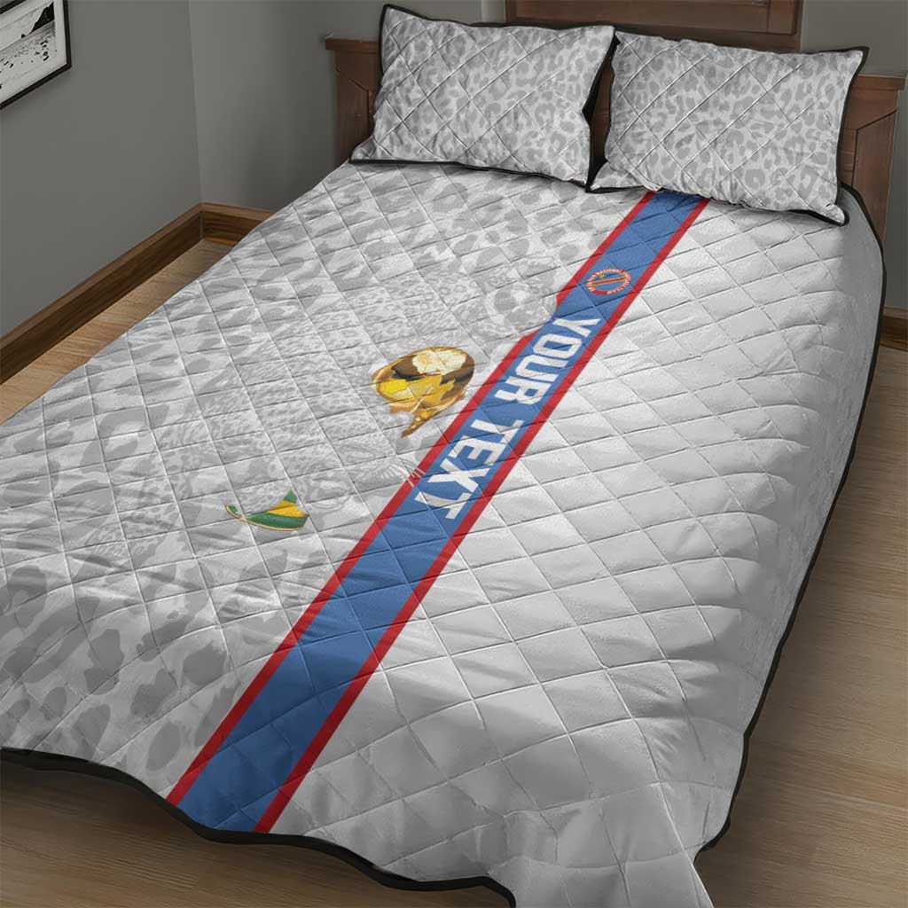 DR Congo Football Custom Quilt Bed Set Come On Leopards White Color