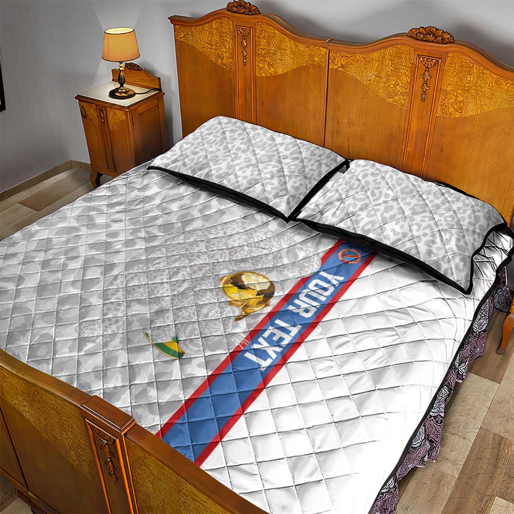 DR Congo Football Custom Quilt Bed Set Come On Leopards White Color