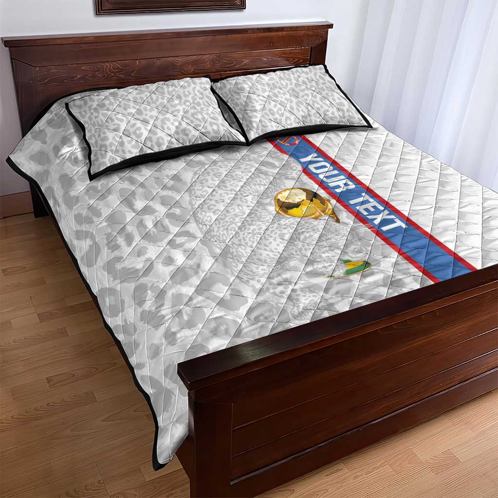 DR Congo Football Custom Quilt Bed Set Come On Leopards White Color