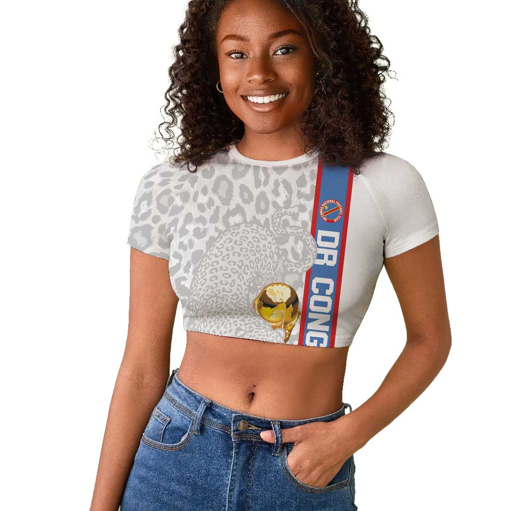 DR Congo Football Custom Raglan Cropped T shirt Come On Leopards White Color