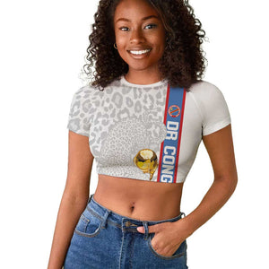 DR Congo Football Custom Raglan Cropped T shirt Come On Leopards White Color