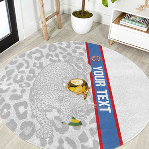 DR Congo Football Custom Round Carpet Come On Leopards White Color