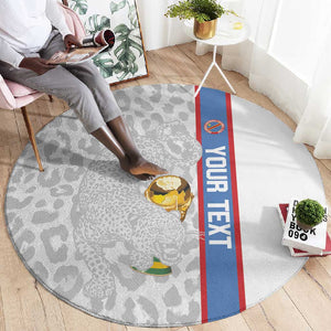 DR Congo Football Custom Round Carpet Come On Leopards White Color