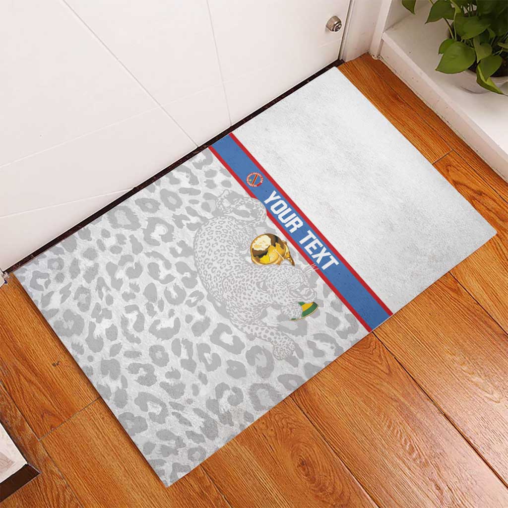 DR Congo Football Custom Rubber Doormat Come On Leopards White Color