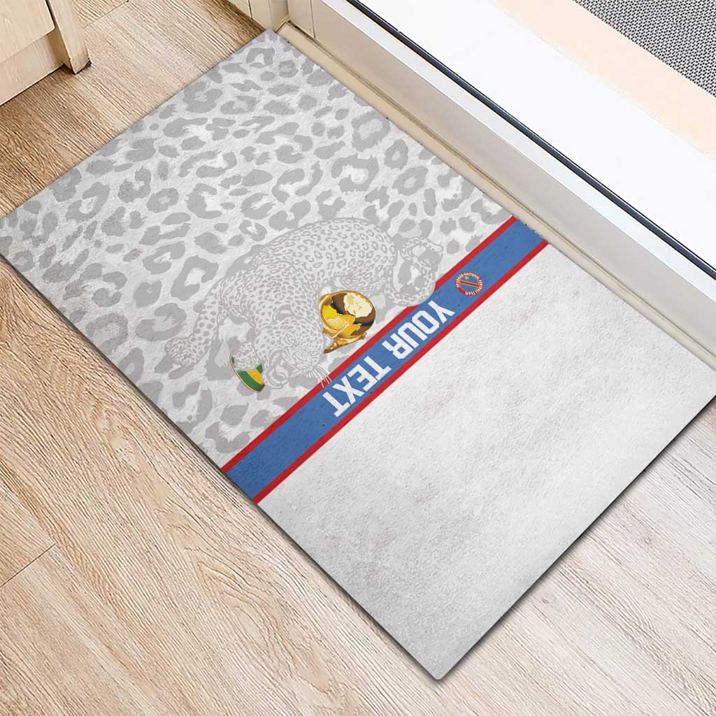 DR Congo Football Custom Rubber Doormat Come On Leopards White Color