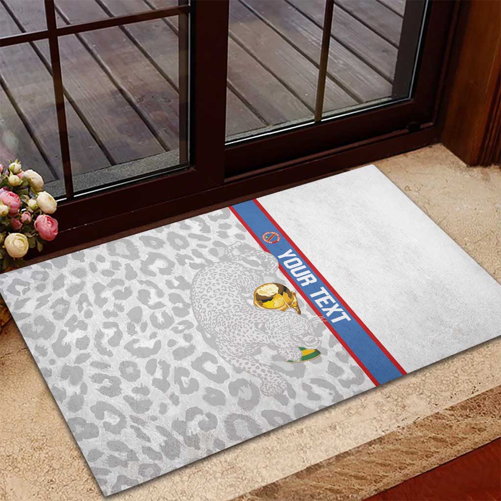DR Congo Football Custom Rubber Doormat Come On Leopards White Color