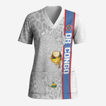 DR Congo Football Custom Scrub Top Come On Leopards White Color