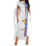 DR Congo Football Custom Short Sleeve Bodycon Dress Come On Leopards White Color