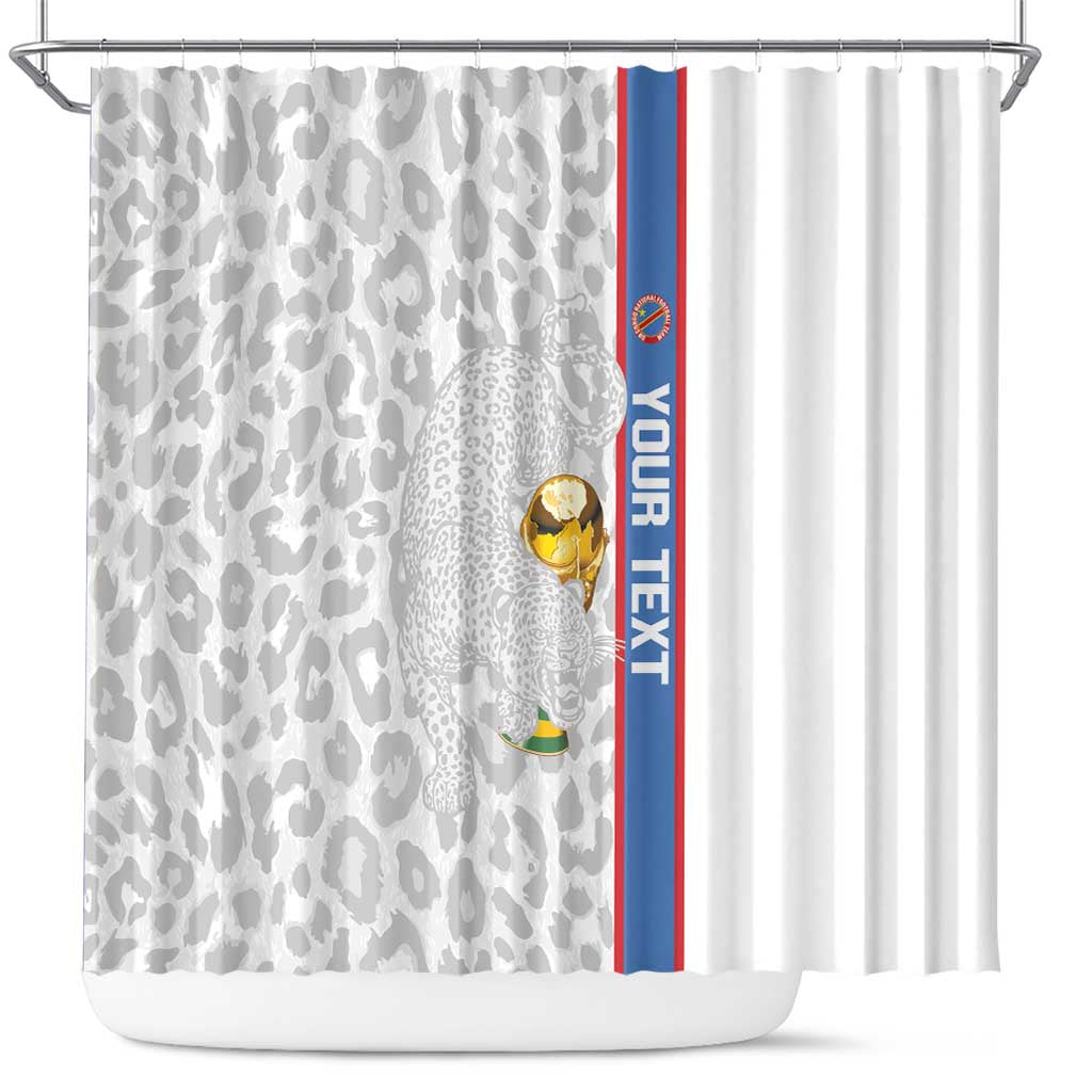 DR Congo Football Custom Shower Curtain Come On Leopards White Color