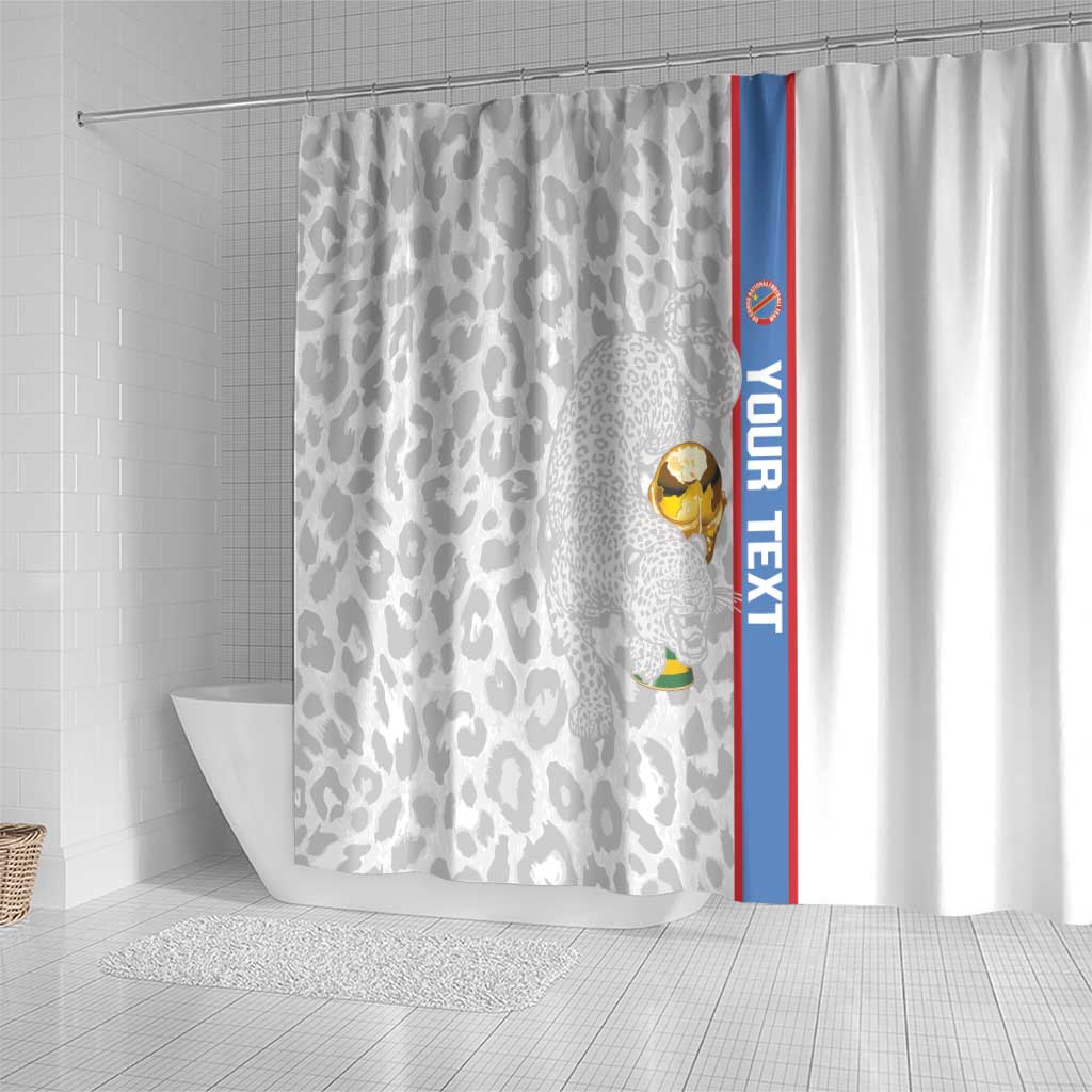 DR Congo Football Custom Shower Curtain Come On Leopards White Color