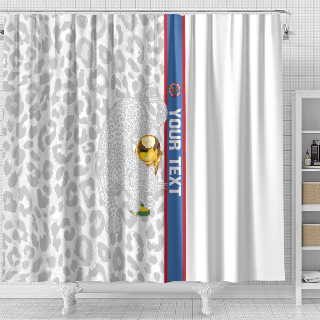 DR Congo Football Custom Shower Curtain Come On Leopards White Color