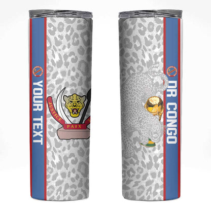 DR Congo Football Custom Skinny Tumbler Come On Leopards White Color