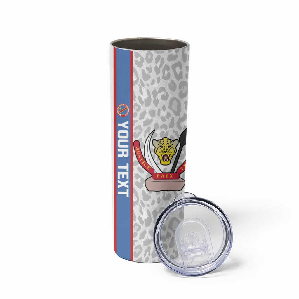 DR Congo Football Custom Skinny Tumbler Come On Leopards White Color