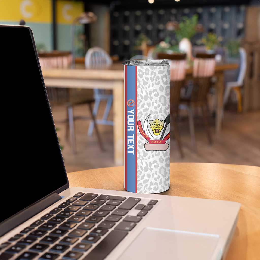 DR Congo Football Custom Skinny Tumbler Come On Leopards White Color
