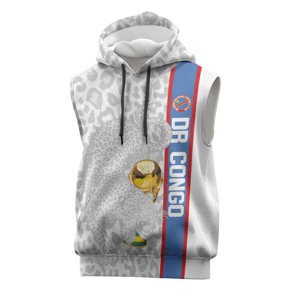DR Congo Football Custom Sleeveless Hoodie Come On Leopards White Color