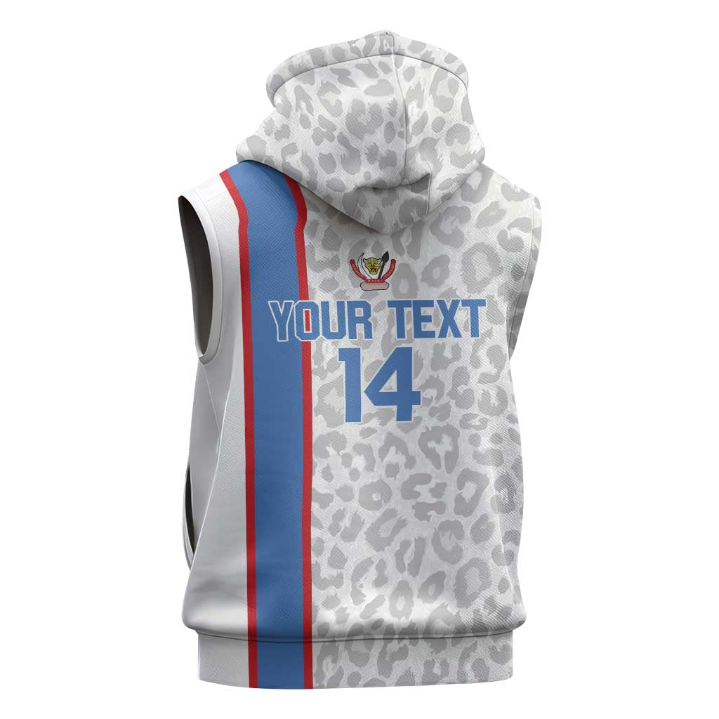 DR Congo Football Custom Sleeveless Hoodie Come On Leopards White Color