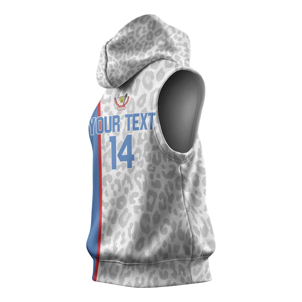 DR Congo Football Custom Sleeveless Hoodie Come On Leopards White Color