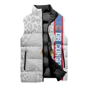 DR Congo Football Custom Sleeveless Puffer Jacket Come On Leopards White Color
