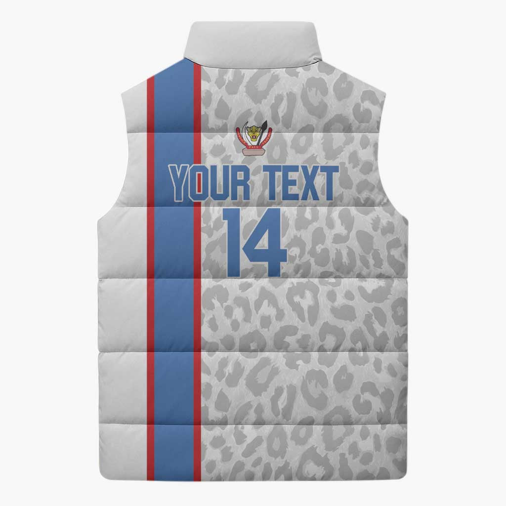 DR Congo Football Custom Sleeveless Puffer Jacket Come On Leopards White Color