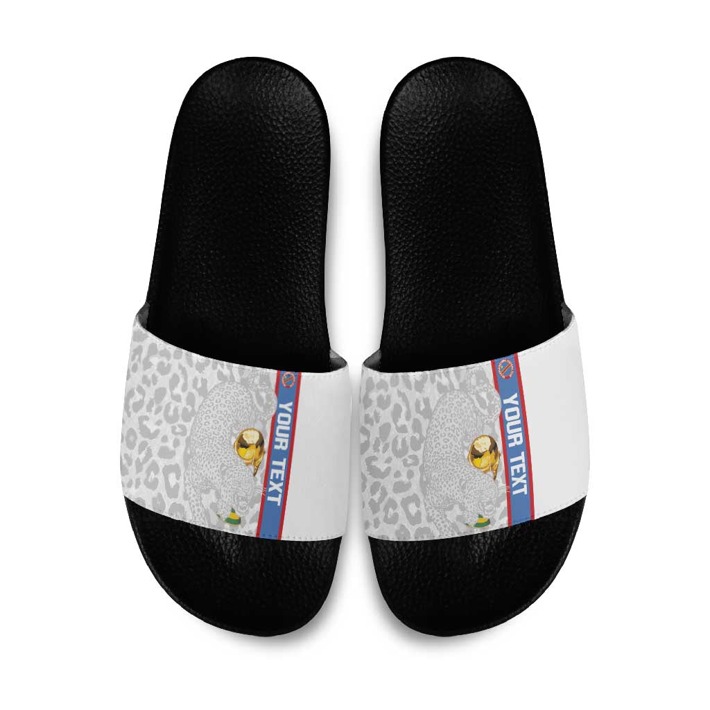 DR Congo Football Custom Slide Sandals Come On Leopards White Color