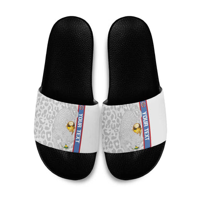 DR Congo Football Custom Slide Sandals Come On Leopards White Color