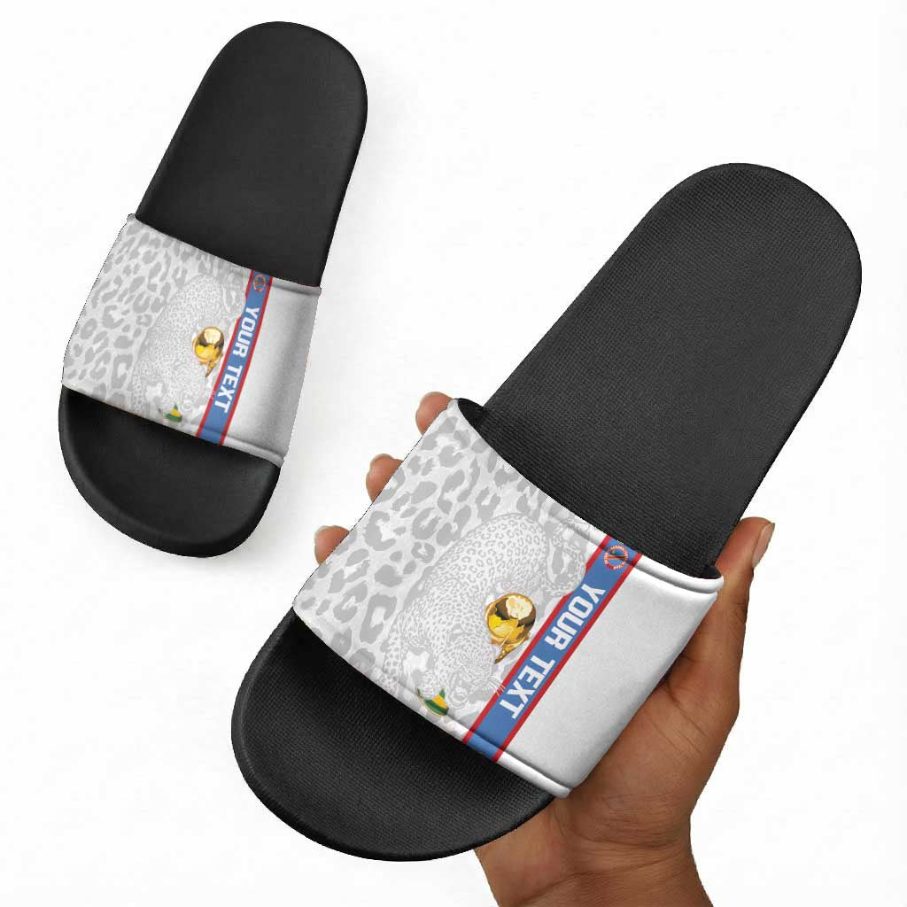 DR Congo Football Custom Slide Sandals Come On Leopards White Color