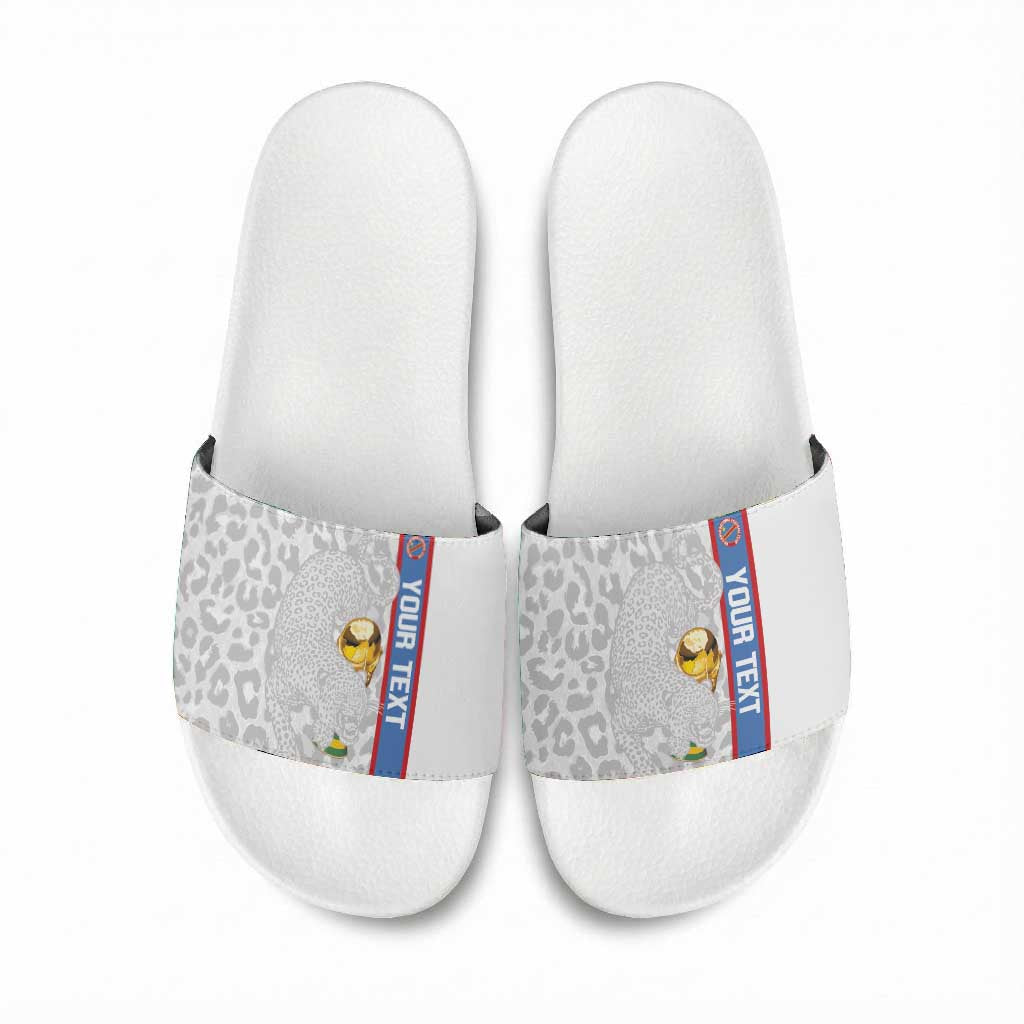 DR Congo Football Custom Slide Sandals Come On Leopards White Color
