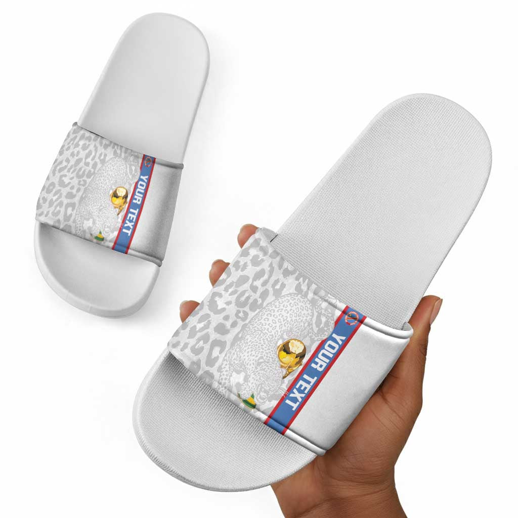 DR Congo Football Custom Slide Sandals Come On Leopards White Color