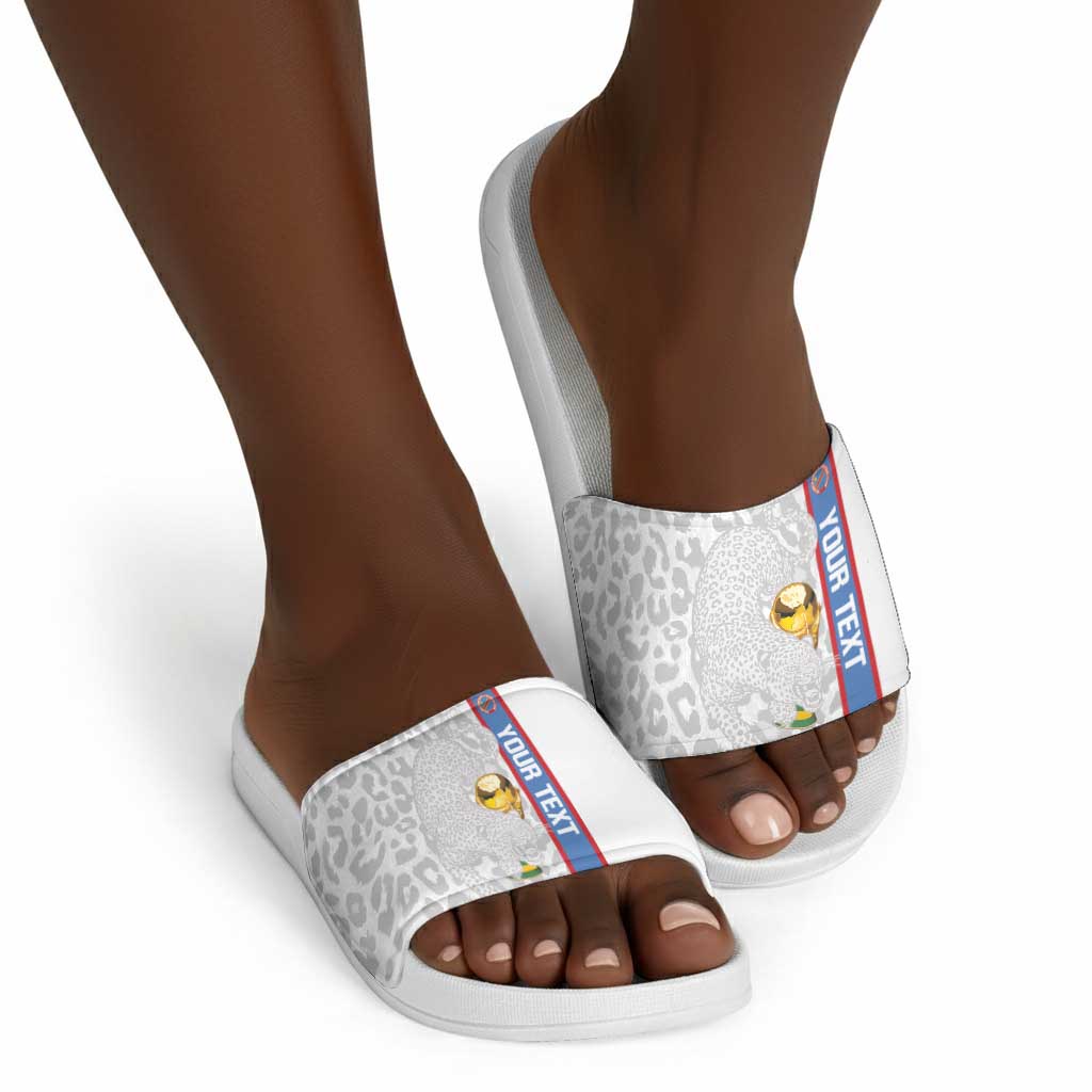 DR Congo Football Custom Slide Sandals Come On Leopards White Color