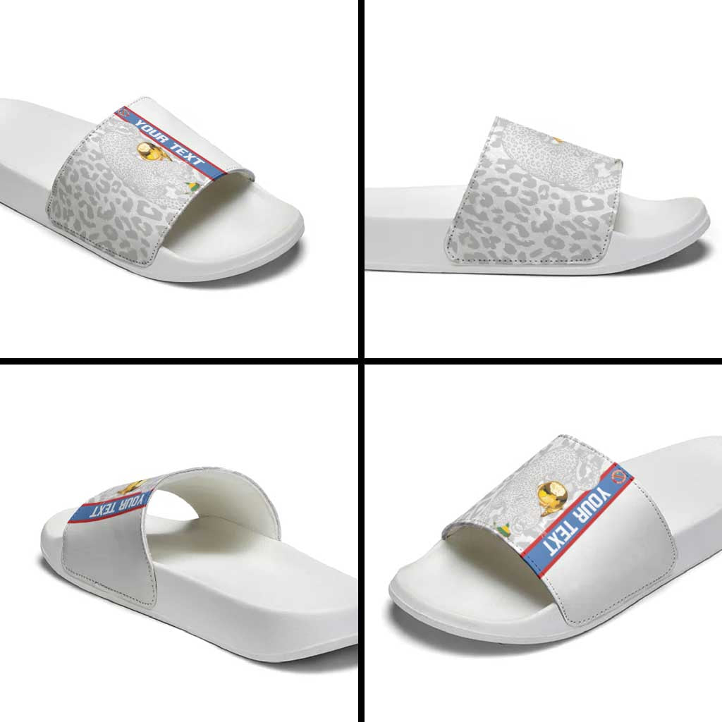 DR Congo Football Custom Slide Sandals Come On Leopards White Color