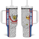 DR Congo Football Custom Tumbler With Handle Come On Leopards White Color